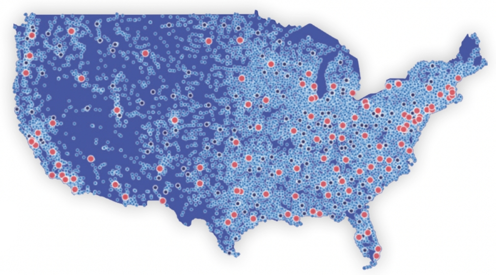 USPS network map example